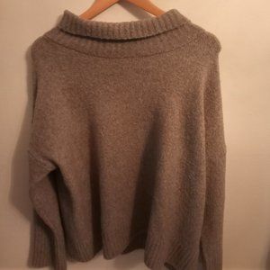Rachel Zoe Wool Blend Oversized Grey Soft Knit Turtleneck Jumper Sweater